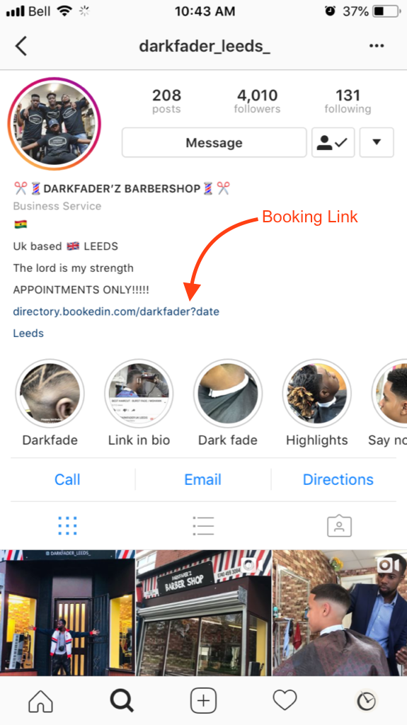 barber appointment scheduling in instagram