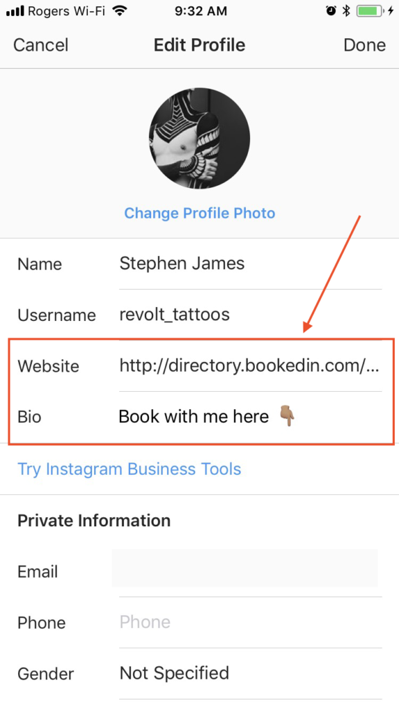 add appointment booking to instagram