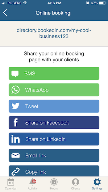 share your appointment booking page online