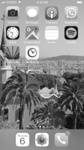 iPhone homescreen switched to grayscale