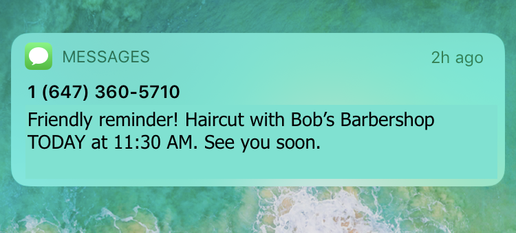 appointment reminder text message sample