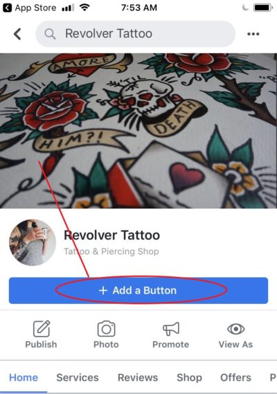 add facebook button on mobile