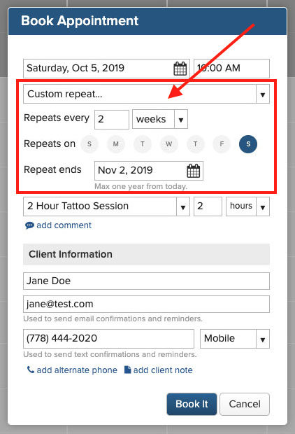 how to book recurring appointments online