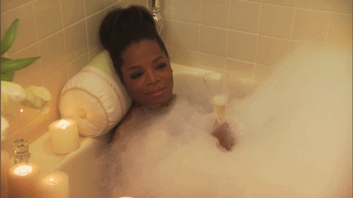 oprah taking time to relax in the bathtub