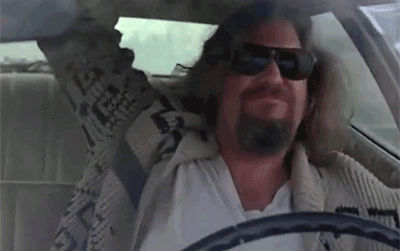 the big lebowski's "the dude" in the car