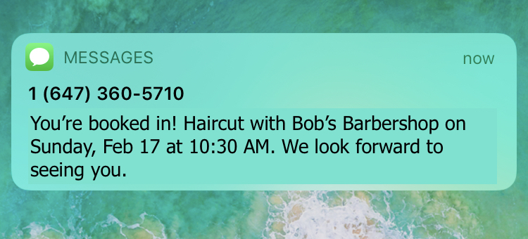 appointment booked confirmation text message
