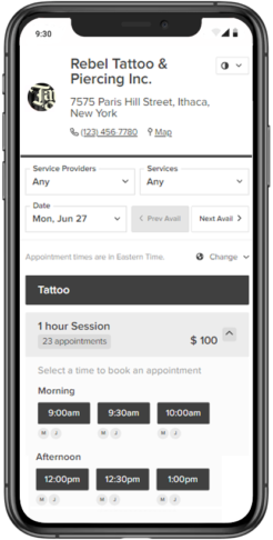 Tattoo Artist Appointment Scheduling Software & Booking App