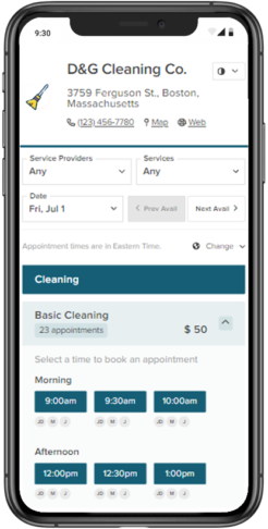 commercial cleaning booking app