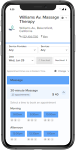Massage therapist online appointment booking software