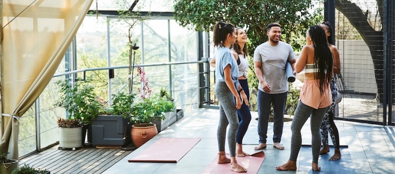 friends talking after workout class