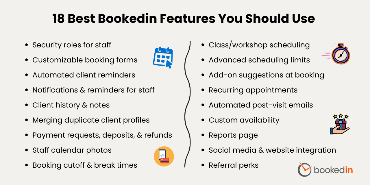 more bookedin features, online scheduling software features