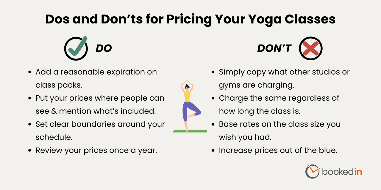 dos and don'ts pricing yoga class
