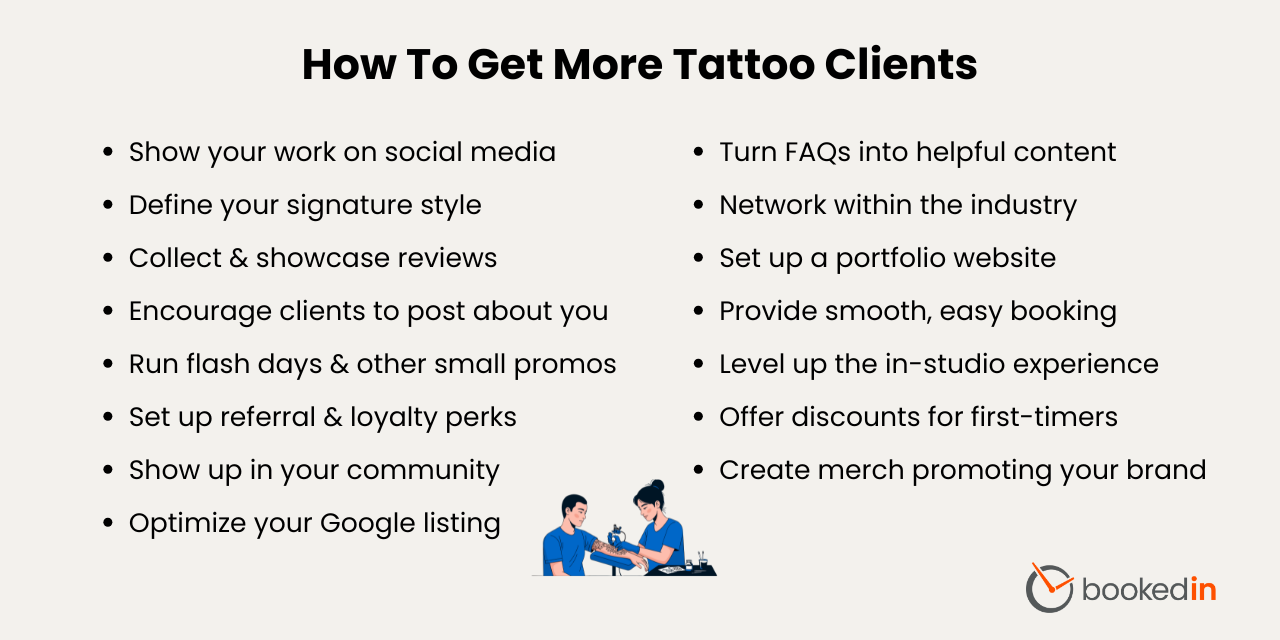 how to get more tattoo clients as a tattoo artist or shop owner