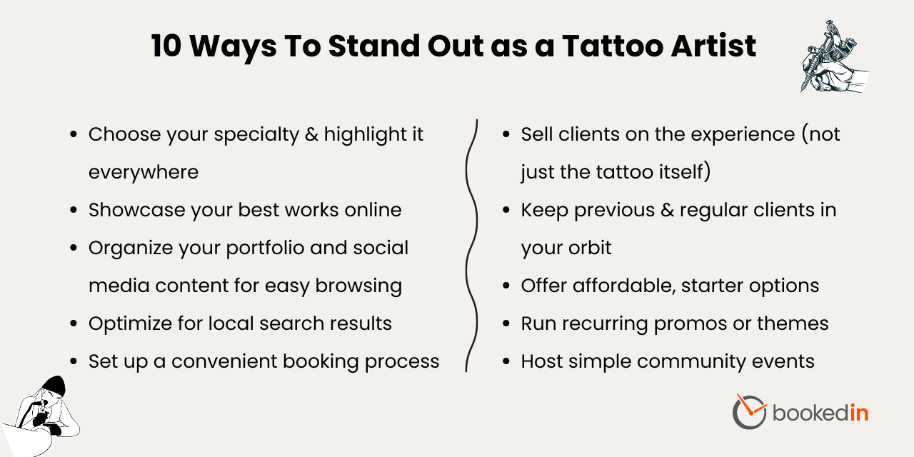 tips for how to stand out as a tattoo artist or studio