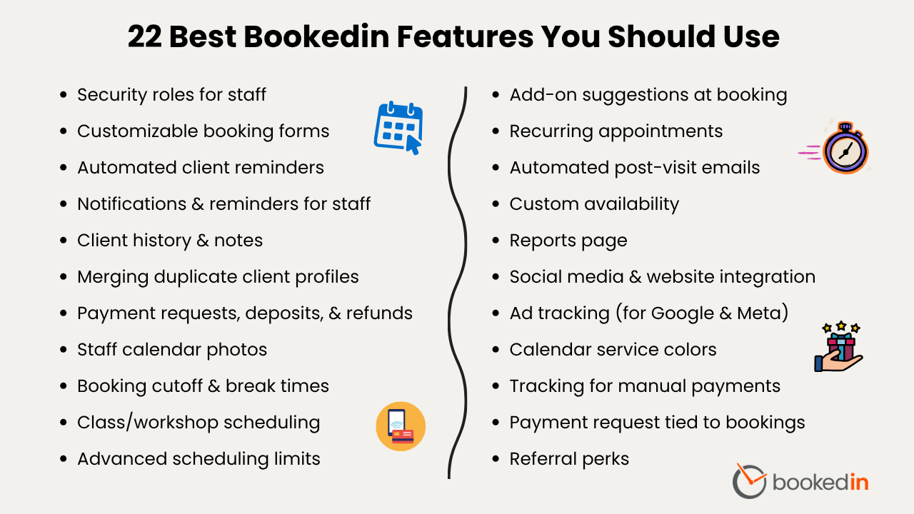 more bookedin features, online scheduling software features
