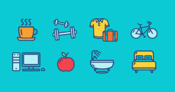 Daily routine icons graphics
